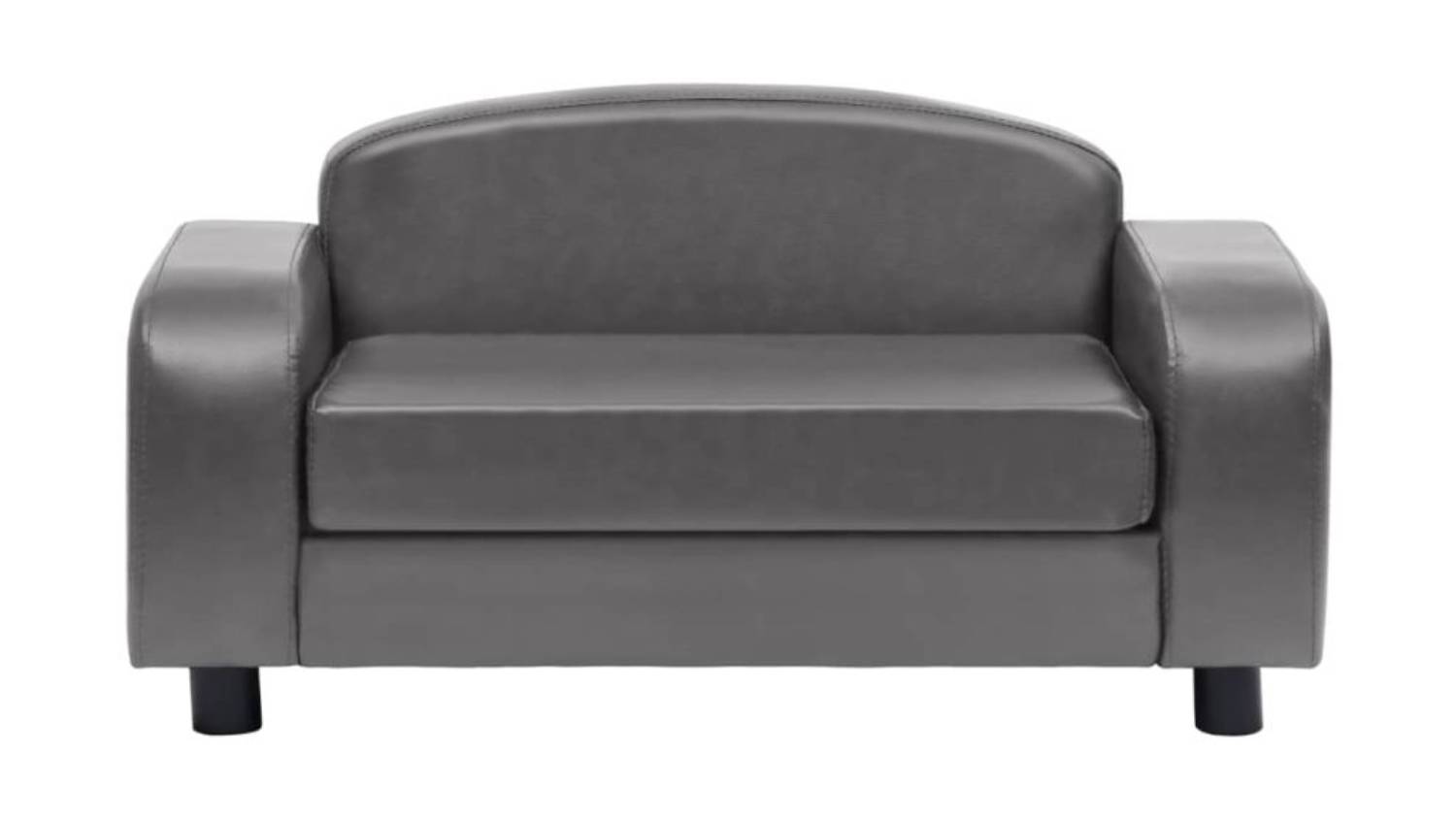 A front view of the NNEVL Faux Leather Dog Sofa 80 x 50 x 40cm in grey colour