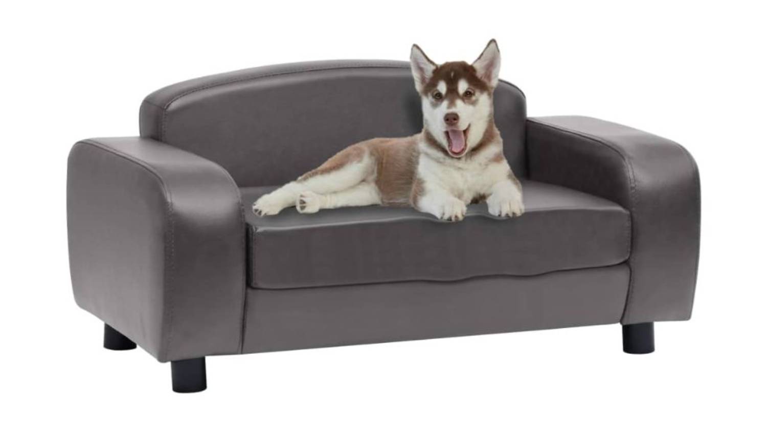 NNEVL Faux Leather Dog Sofa 80 x 50 x 40cm - Grey