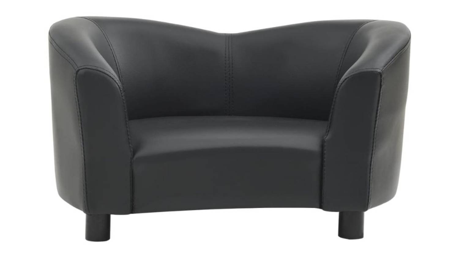 A front view of the NNEVL Faux Leather Dog Sofa 67 x 41 x 39cm in black colour