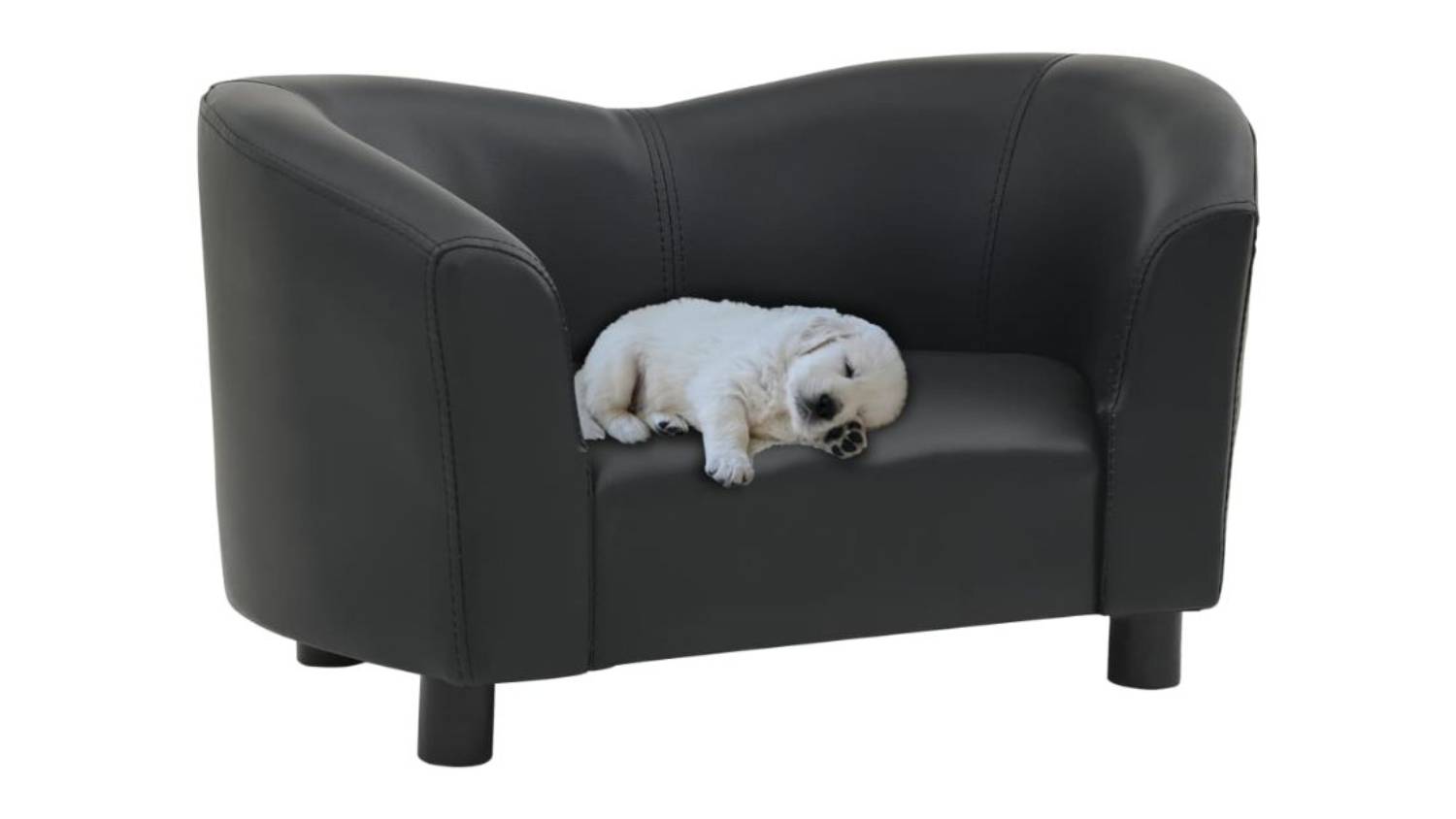 NNEVL Faux Leather Dog Sofa 67 x 41 x 39cm - Black