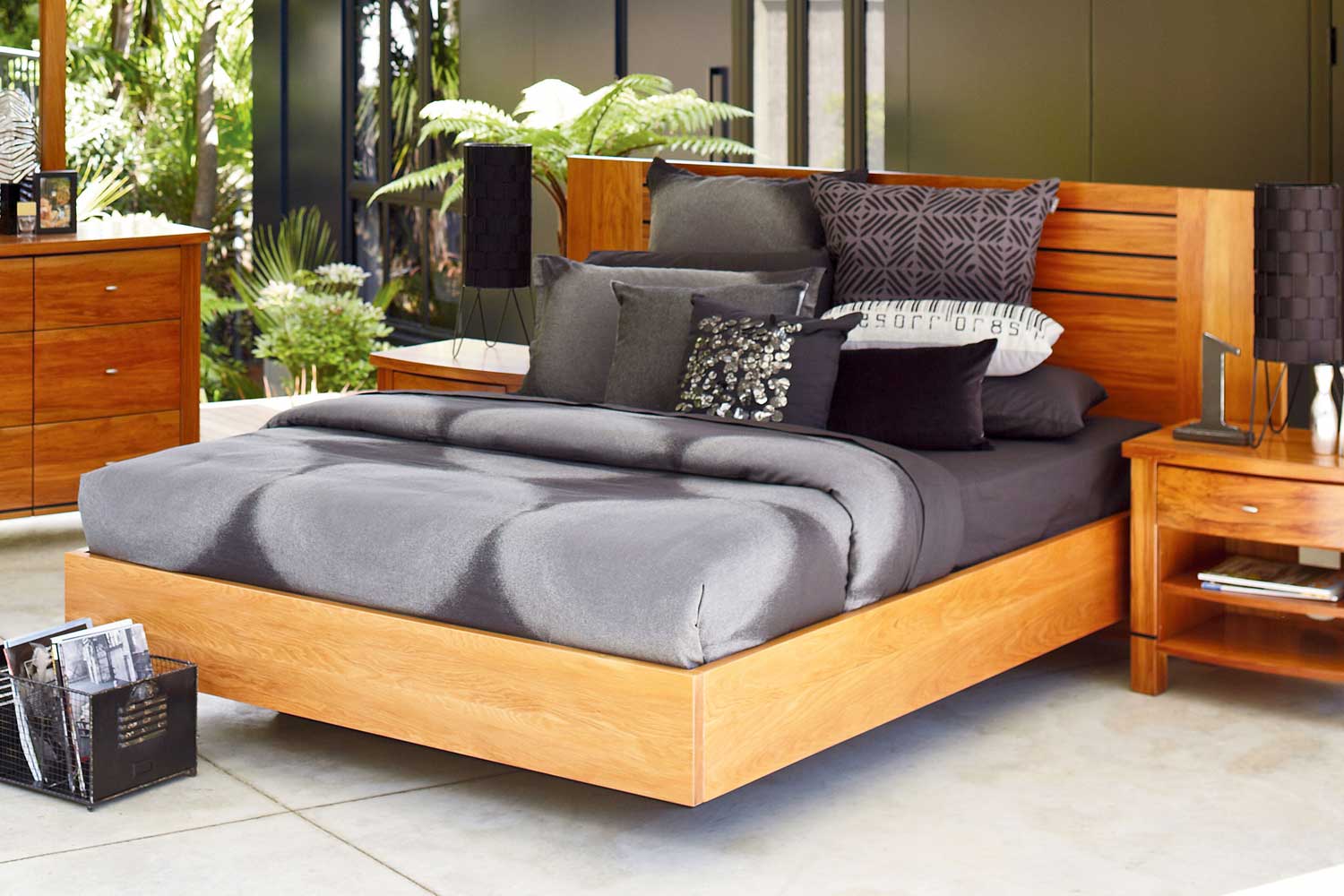 Vision Float Rimu King Bed Frame by Ezirest Furniture Harvey Norman