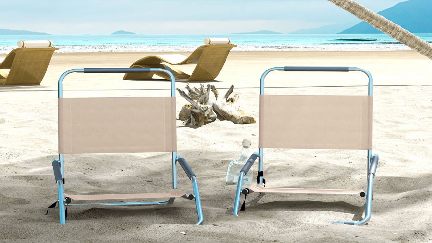 Havana Folding Outdoor Beach Chair 2pcs. - Cream