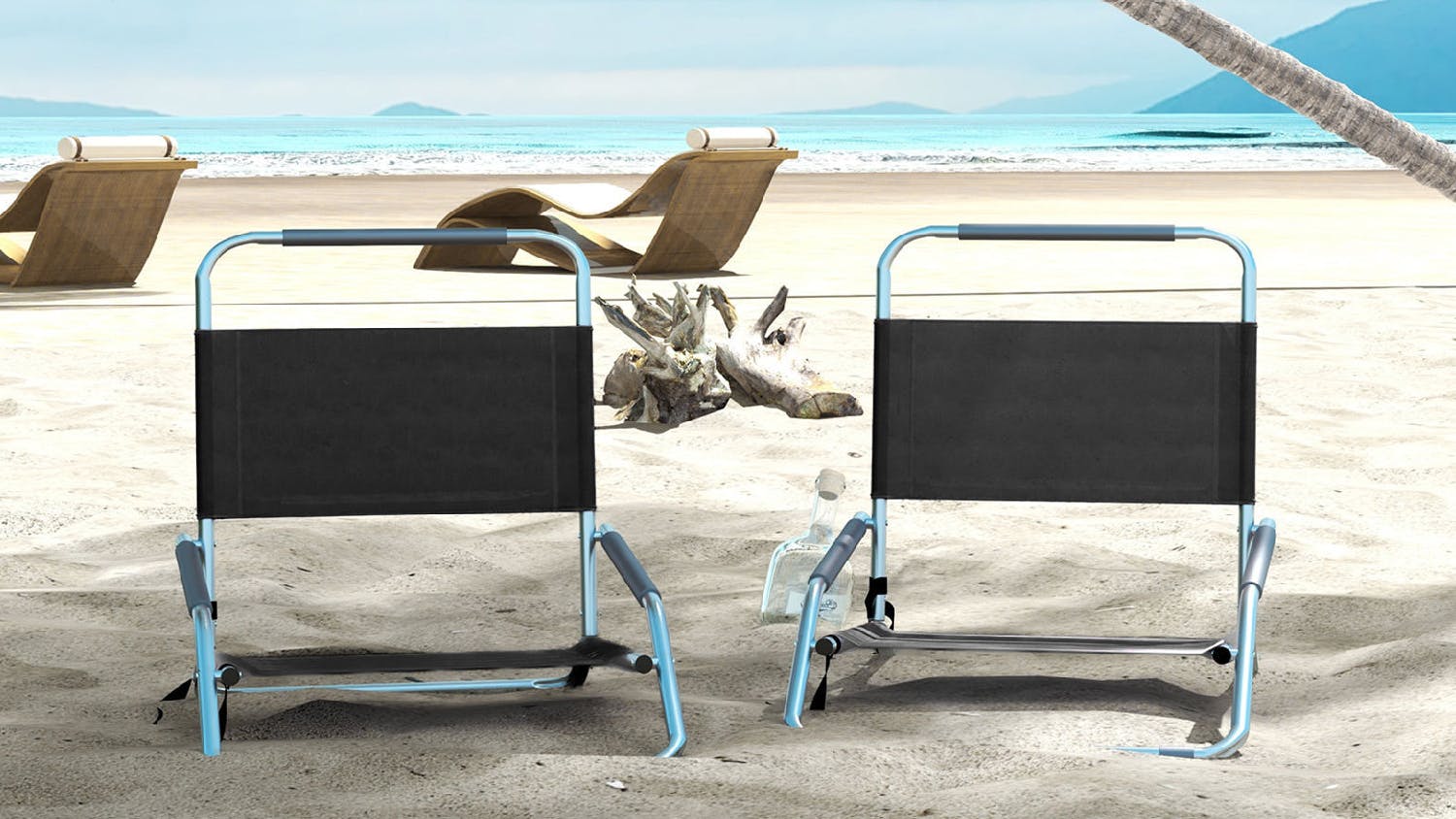 Havana Folding Outdoor Beach Chair 2pcs. - Black
