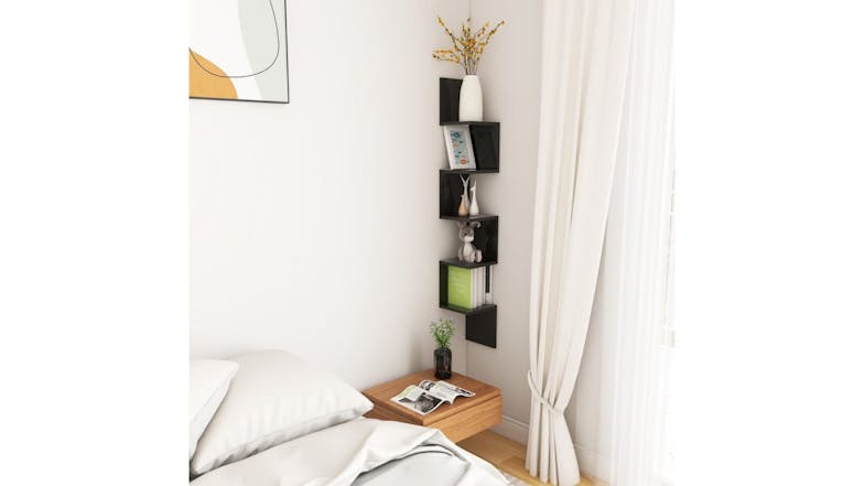 NNEVL Wall Shelves Corner 20 x 20 x 127.5cm - Gloss Black