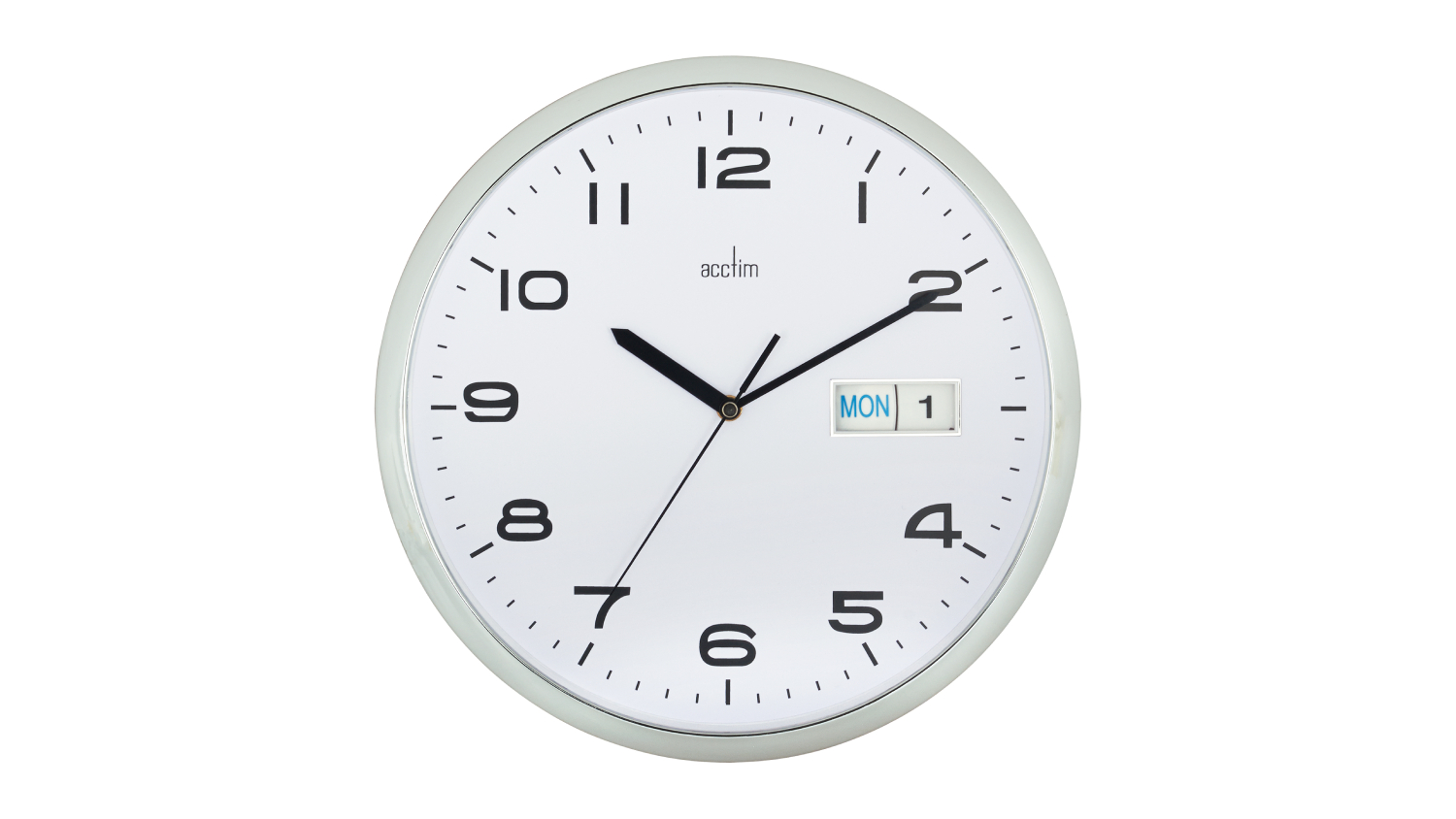 Acctim "Supervisor" Wall Clock with Day & Date - White/Chrome