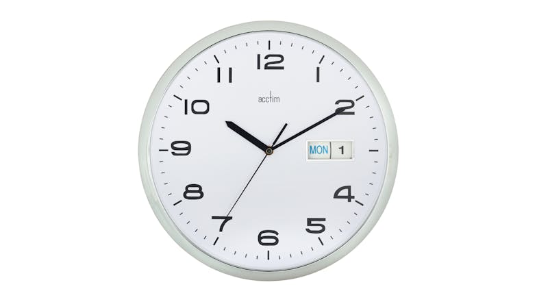Acctim "Supervisor" Wall Clock with Day & Date - White/Chrome