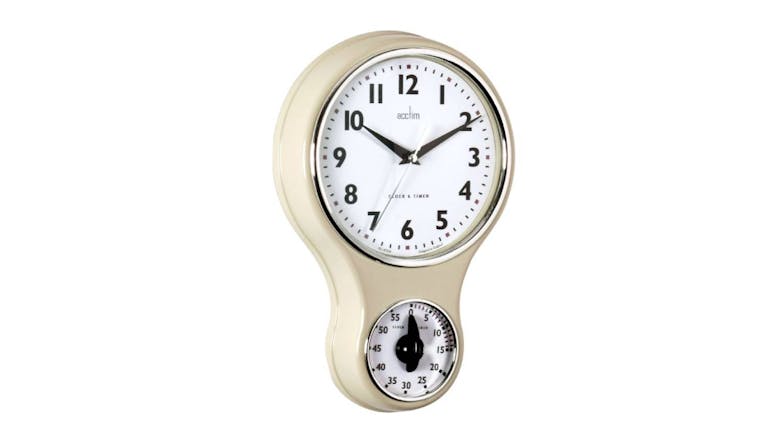 Acctim "Retro Kitchen" Wall Clock with Timer - Cream