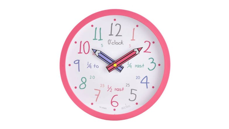 Acctim "Alma" Wall Clock for Teaching Time - Pink