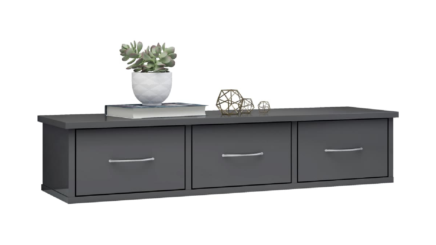 NNEVL Wall-Mounted Drawer Shelves 88x26x18.5cm - Gloss Grey