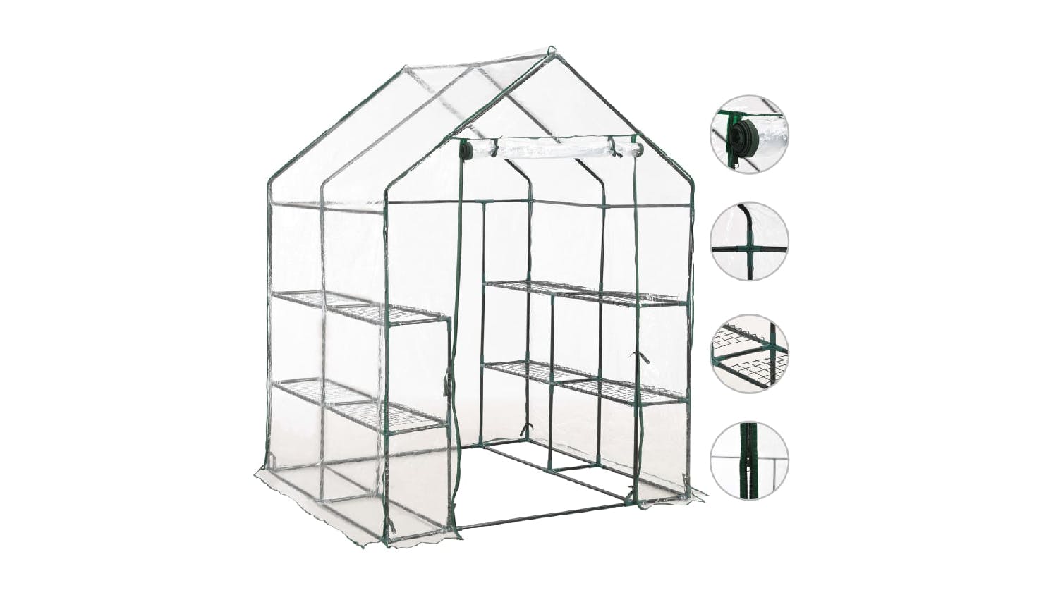 NNEVL Greenhouse w/ 8 Steel Shelves 143 x 143 x 195cm