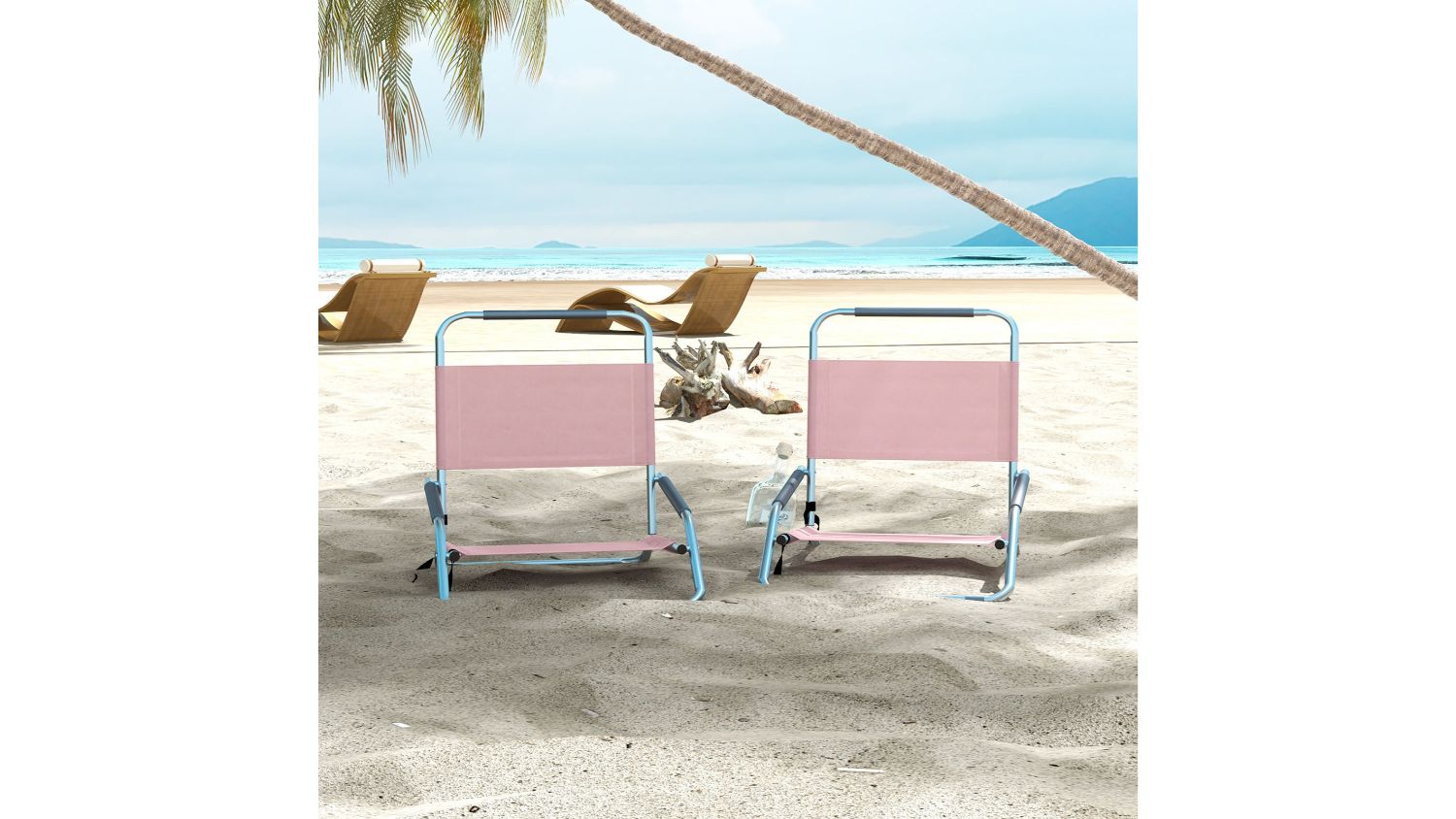 Havana Folding Outdoor Beach Chair 2pcs. Dusty Rose Harvey Norman