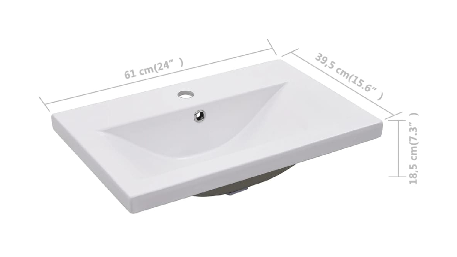 NNEVL Built-in Rectangle Ceramic Basin 61 x 39.5 x 18.5cm - White