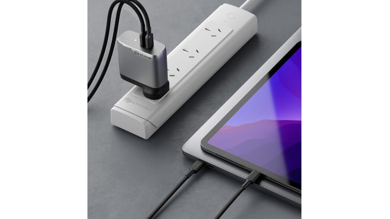 Alogic Rapid Power 68W 2-Port GaN Wall Charger - Grey (2xUSB-C Port)