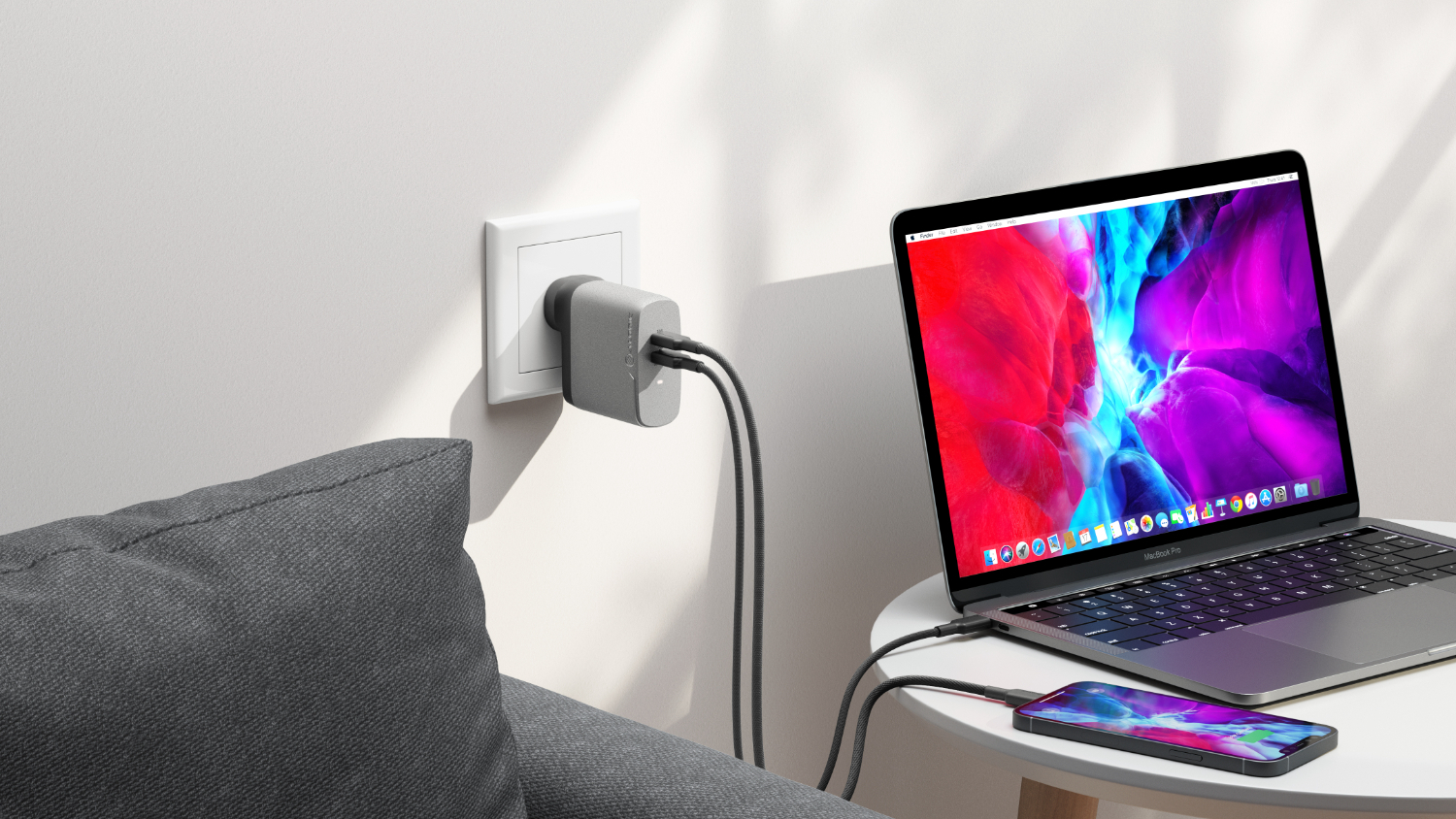 Alogic Rapid Power 68W 2-Port GaN Wall Charger - Grey (2xUSB-C Port)