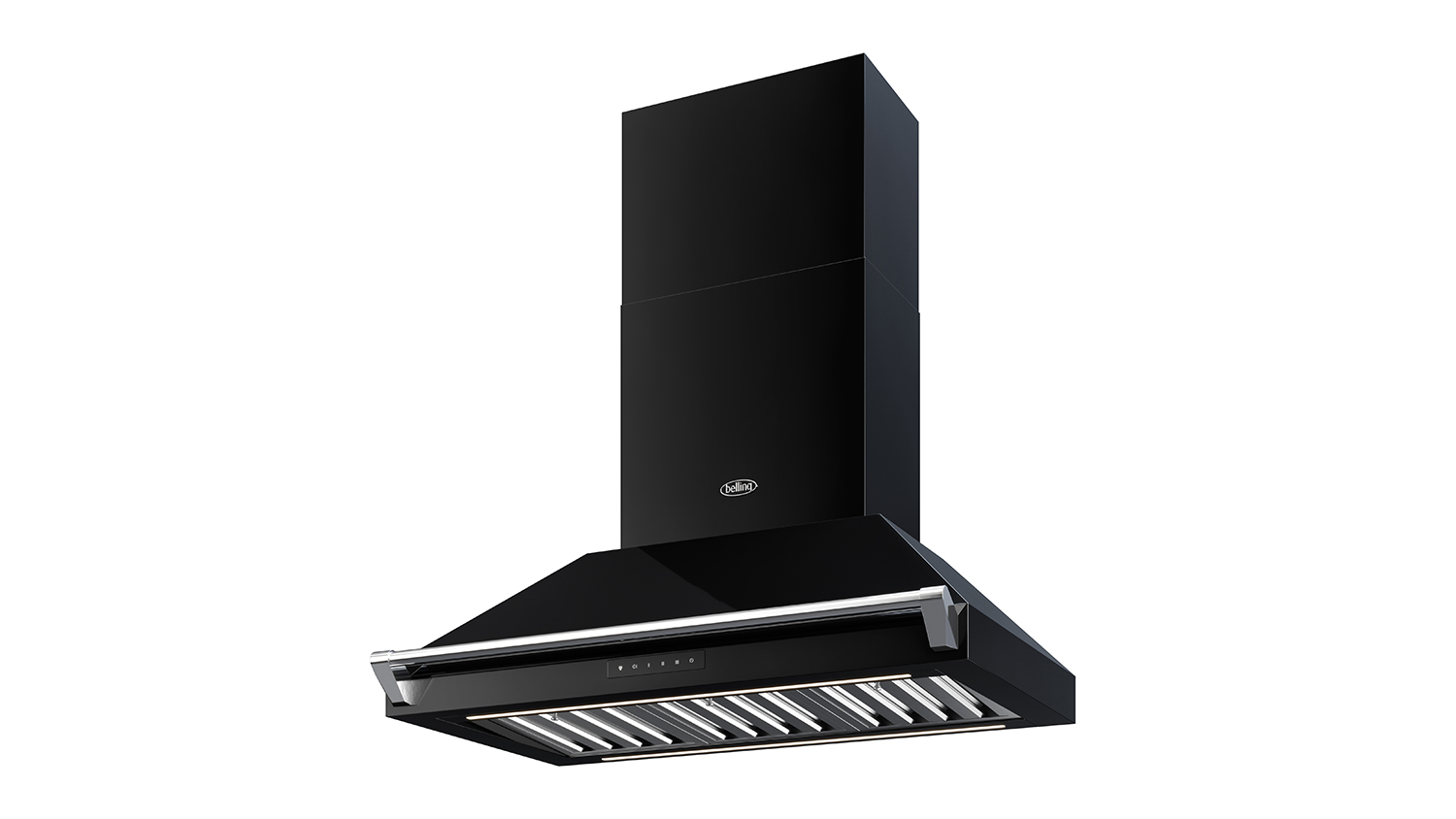 Belling 90cm Pyramid Chimney Wall Mounted Rangehood Black (BPC90BR