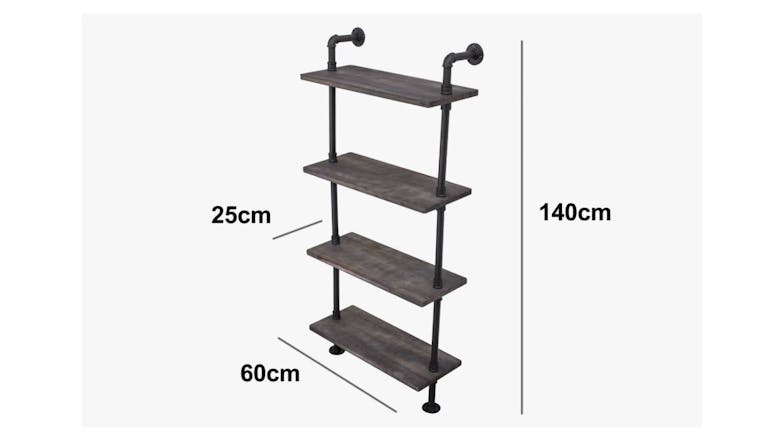 TSB Living 4 Tier Industrial Pipe Shelf