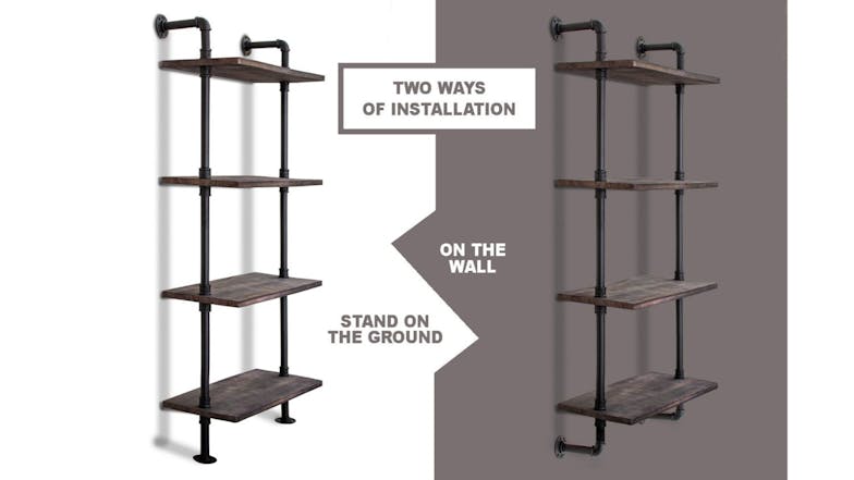 TSB Living 4 Tier Industrial Pipe Shelf