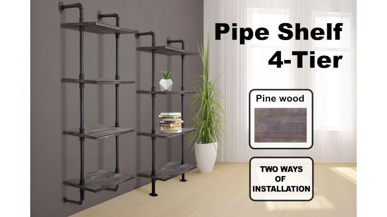 TSB Living 4 Tier Industrial Pipe Shelf