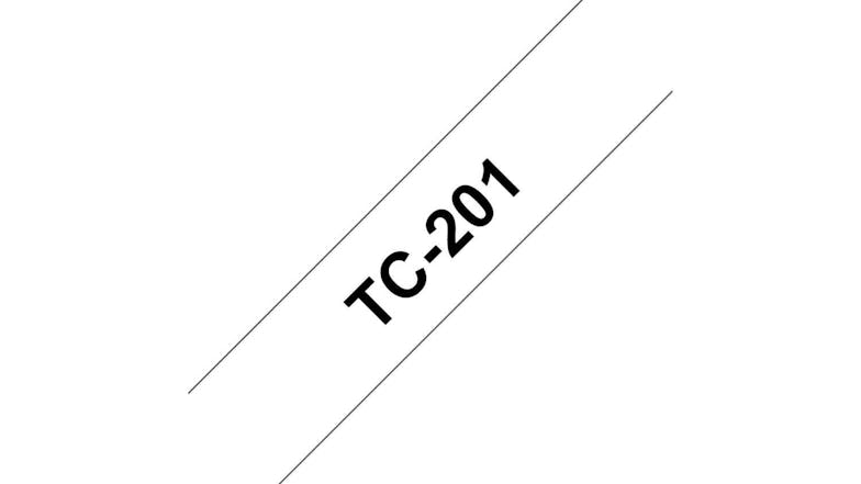 Brother TC201 Black on White Labelling Tape - 12mm x 8m
