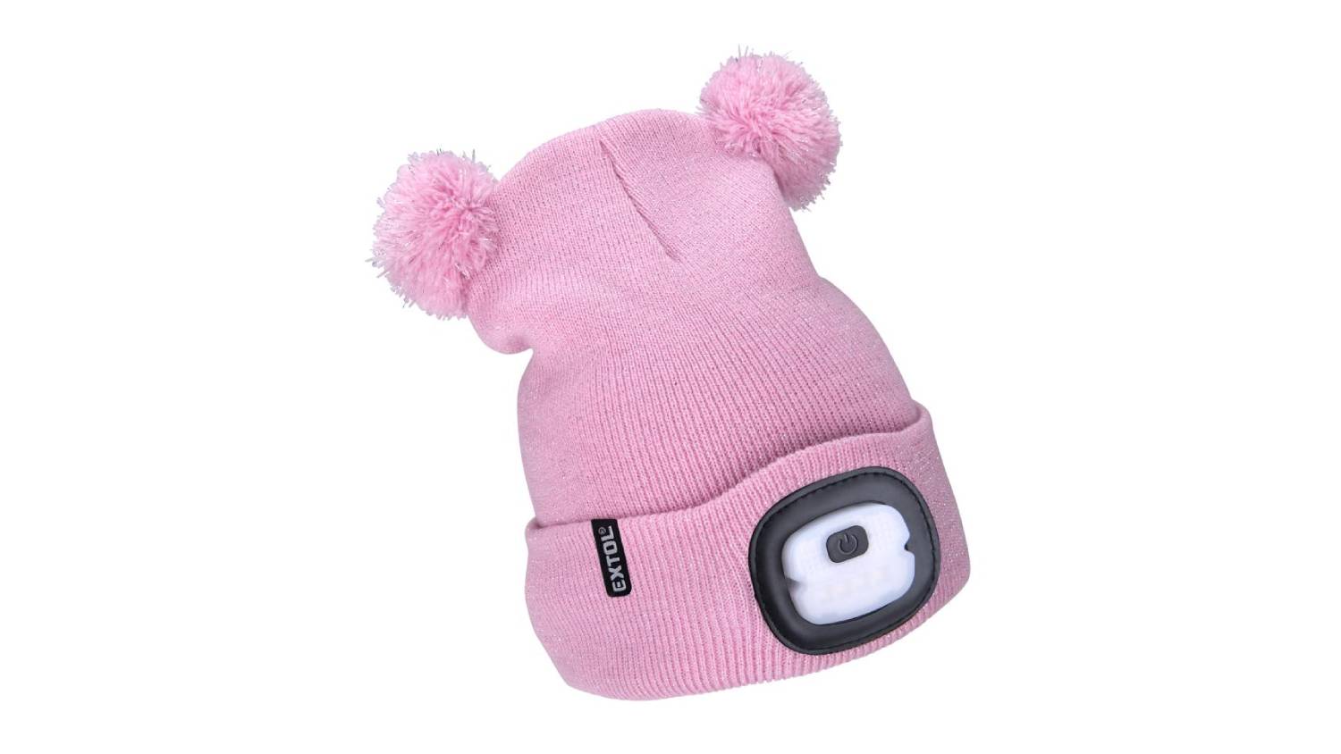 Extol Rechargable LED Beanier with Pom-Poms - Pink