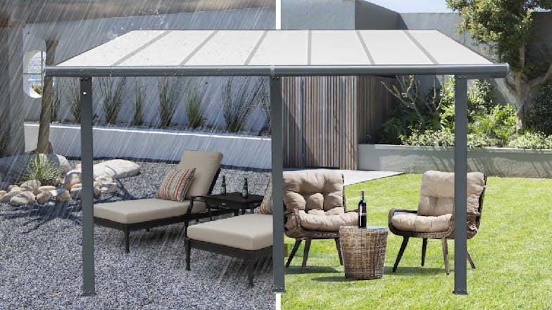 TSB Living Aluminium Patio Canopy 4.3 x 2.5 x 2m - Grey