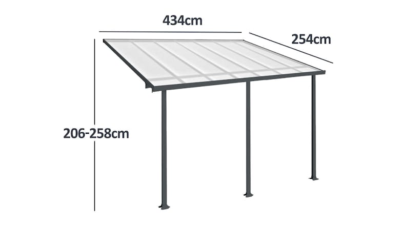TSB Living Aluminium Patio Canopy 4.3 x 2.5 x 2m - Grey