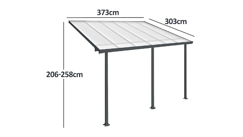 TSB Living Aluminium Patio Canopy 3.7 x 3 x 2m - Grey