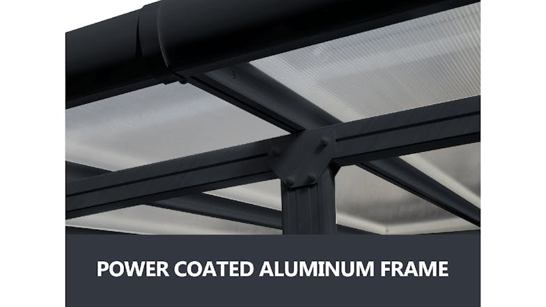 TSB Living Aluminium Patio Canopy 3.7 x 3 x 2m - Grey