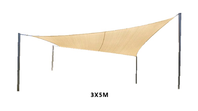 TSB Living Water Resistant Shade Sail 3 x 5m - Sand