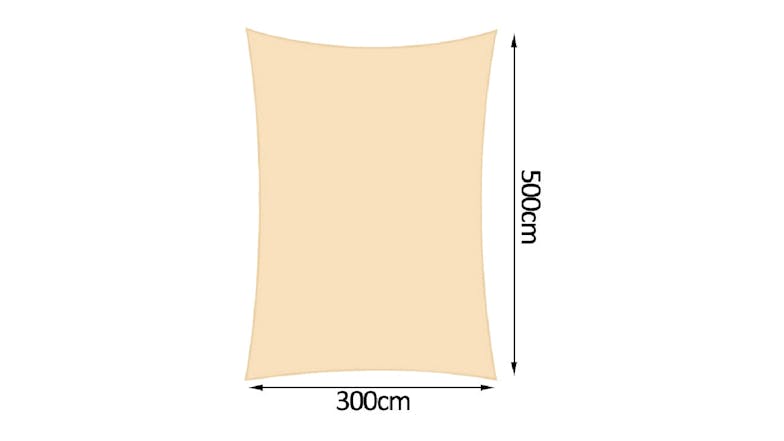 TSB Living Water Resistant Shade Sail 3 x 5m - Sand