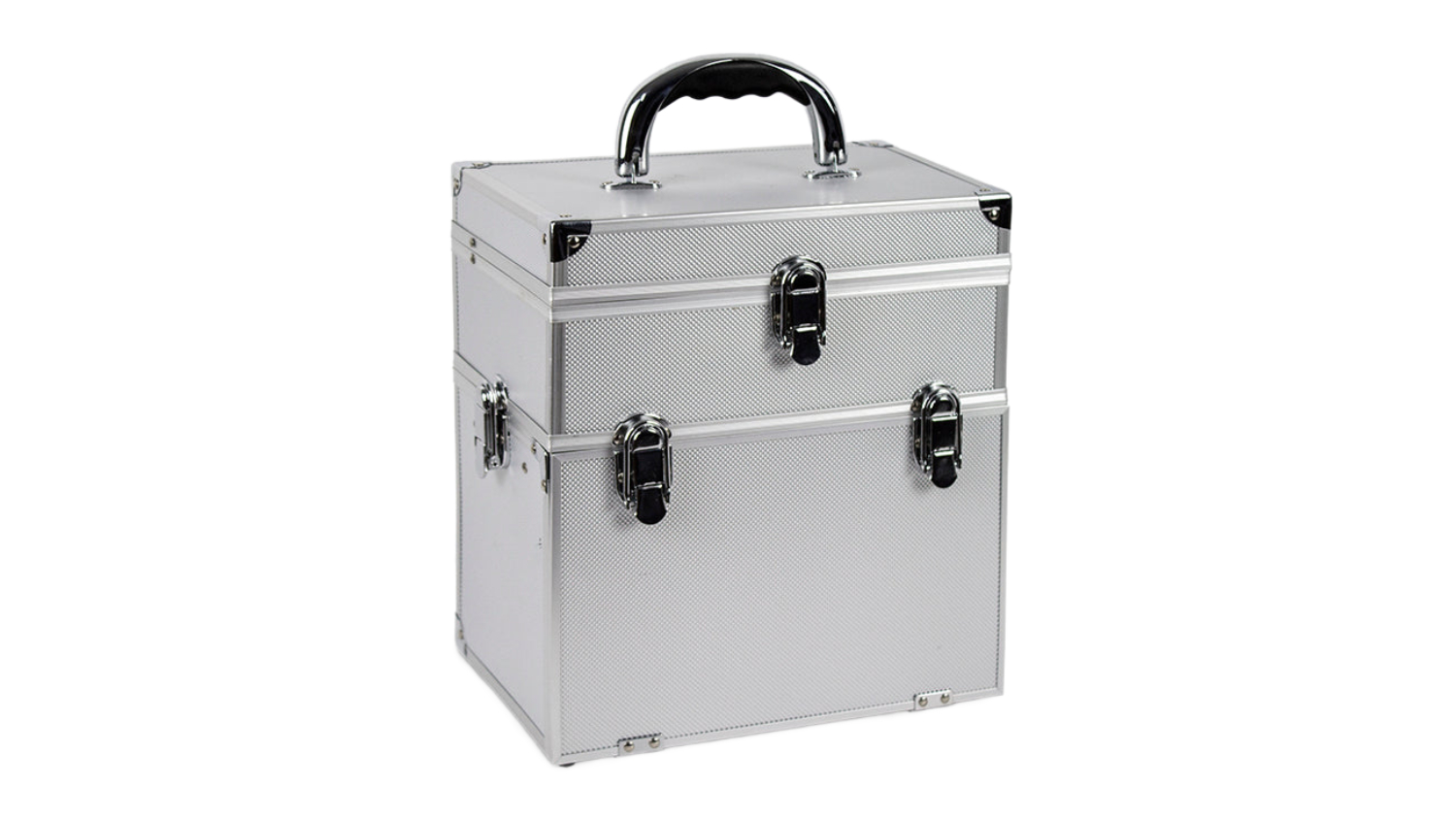 TSB Living Portable Makeup Case with Drawers, Handle, Mirror - Silver