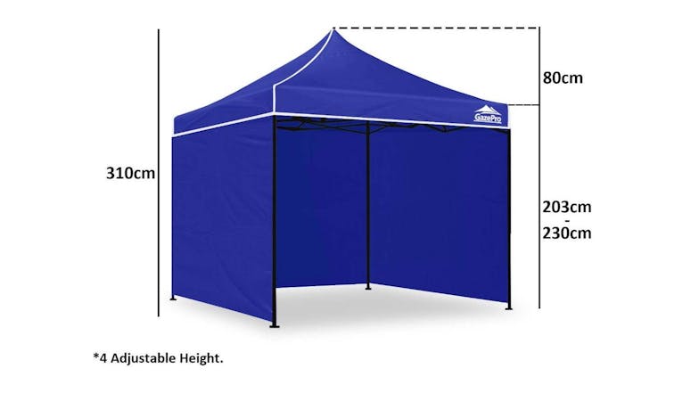 GazePro Silver Lined Pop-Up Gazebo 3 x 3m with Full Wall Kit - Blue