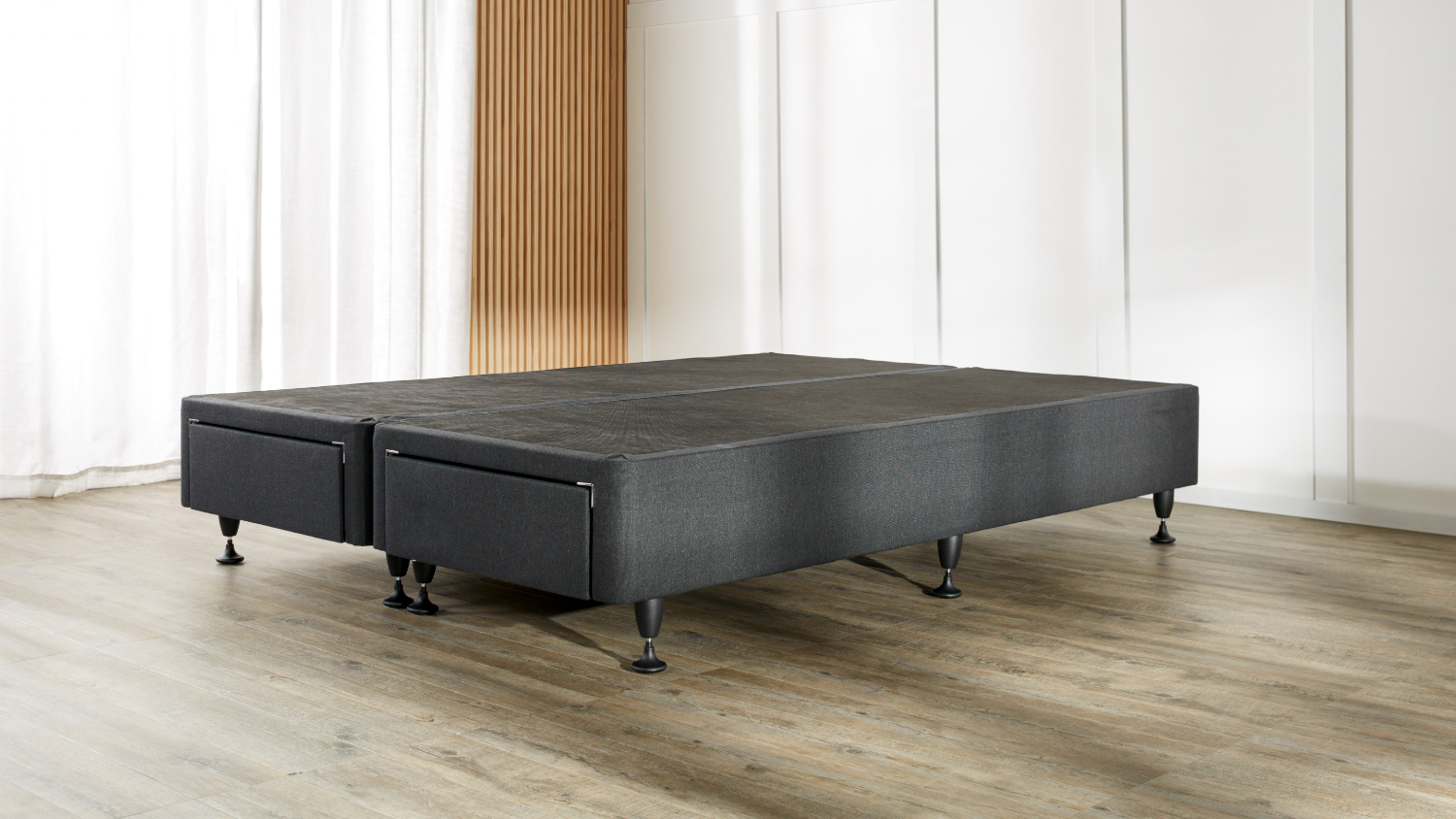 Platform 2 Front Drawer Storage Split Base by Sealy - Black