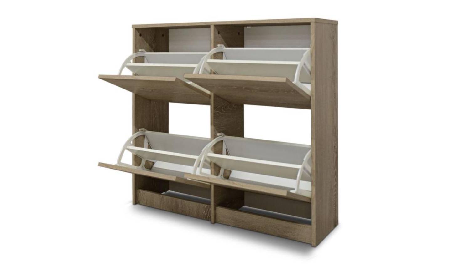 TSB Living "Enkel" 4-Drawer Square Shoe Cabinet - Ivory Oak