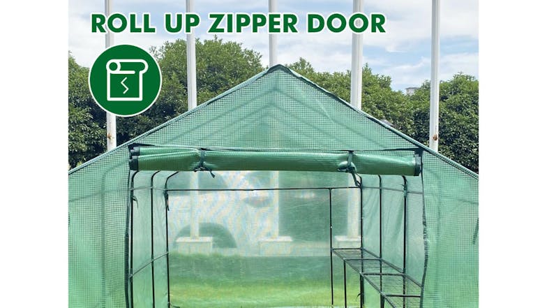 TSB Living Walk-In PE Greenhouse 1.9 x 3.6 x 1.8m - Green