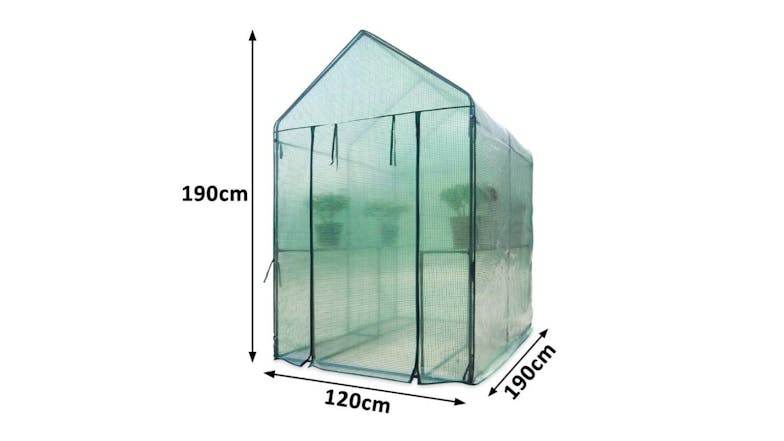 TSB Living Walk-In PE Greenhouse 1.2 x 1.9 x 1.9m - Green