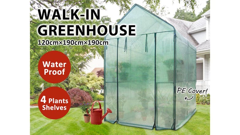 TSB Living Walk-In PE Greenhouse 1.2 x 1.9 x 1.9m - Green