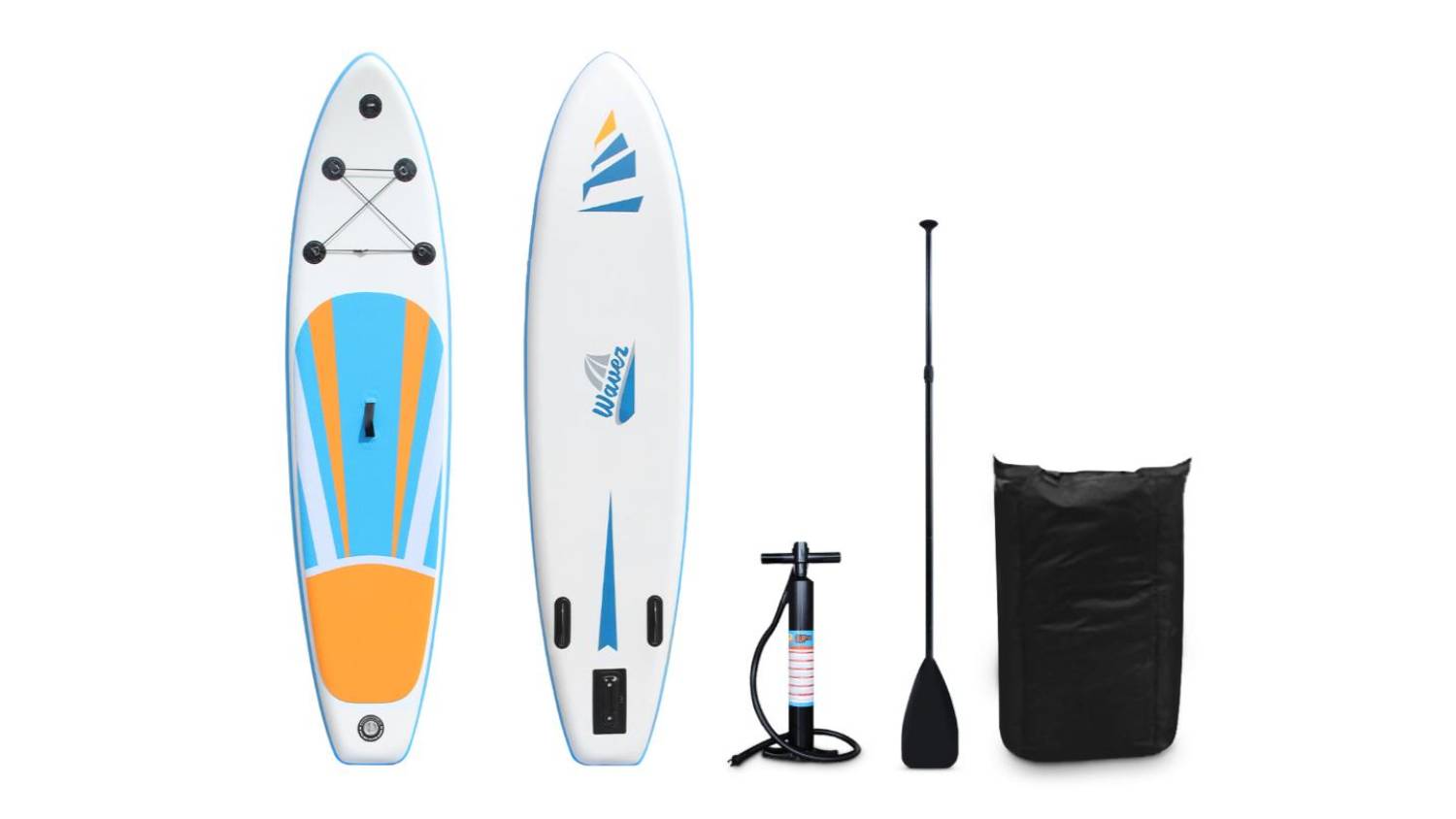 TSB Living Inflatable Stand Up Paddleboard 10' with Paddle, Repair Kit - Blue/Yellow/White