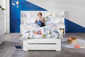 Hero Single Bed Frame with Storage Headboard - White