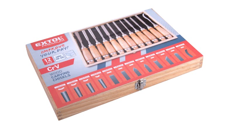 Extol Premium Wood Carving Chisel Set 200mm 12pcs.