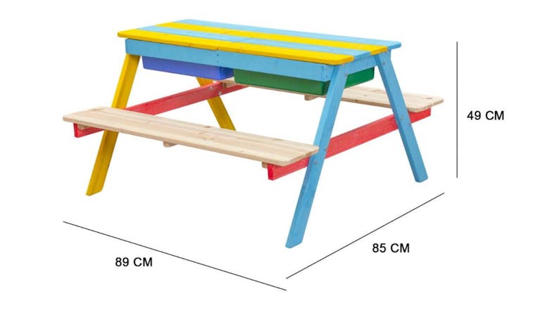 TSB Living Children's Wooden Picnic Bench with Built-In Basin