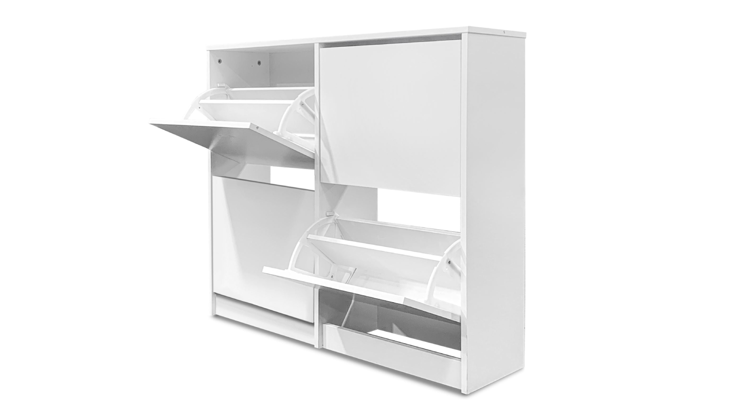 TSB Living "Enkel" 4-Drawer Square Shoe Cabinet - White