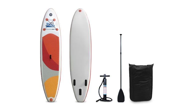 TSB Living Inflatable Stand Up Paddleboard 11' with Paddle, Repair Kit - Red/Grey/White