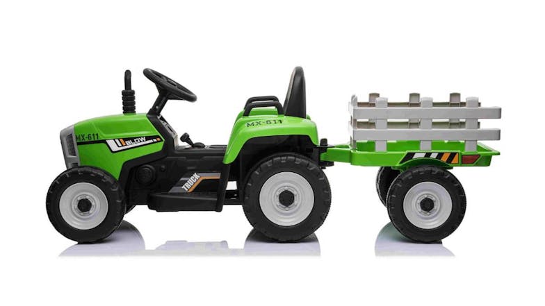 TSB Living Ride On Car - Green Tractor with Trailer