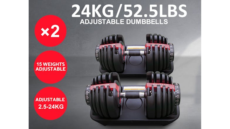 PROTRAIN Adjustable Dumbbell 2.5 - 24kg 2pcs. - Black/Red