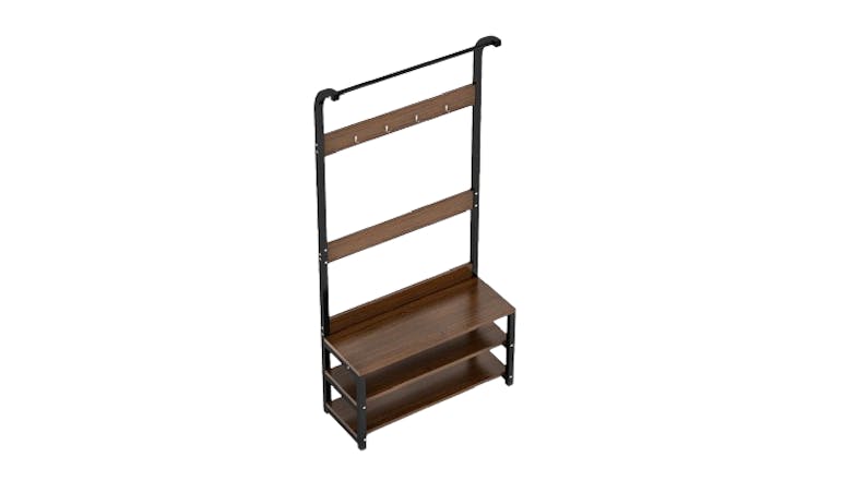 TSB Living Metal Frame Coatrack with Storage Shelves, Hooks