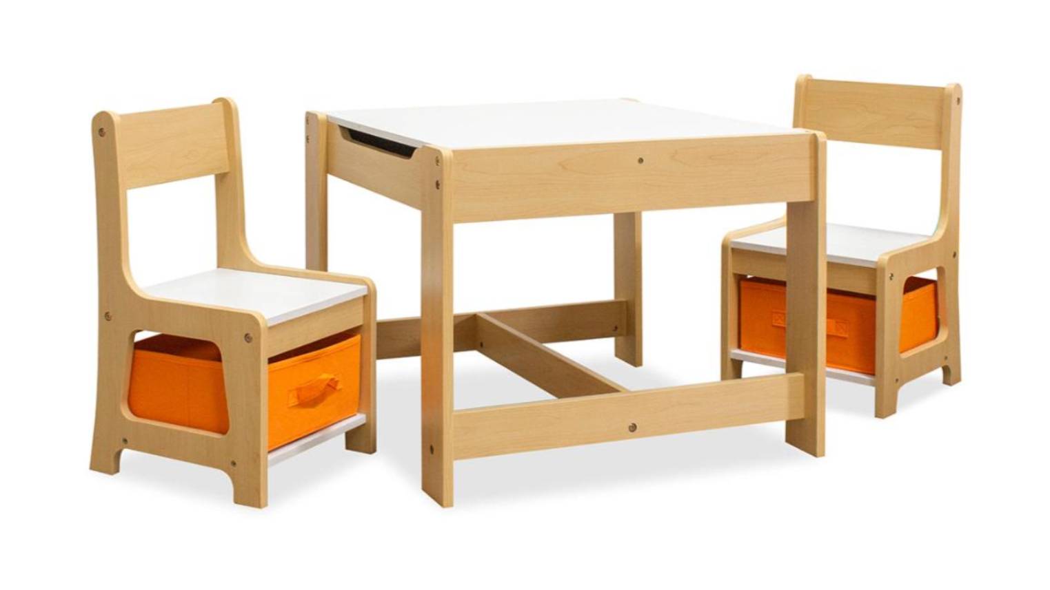 TSB Living Gioia Kids' Table & Chair Set with Storage - White/Oak