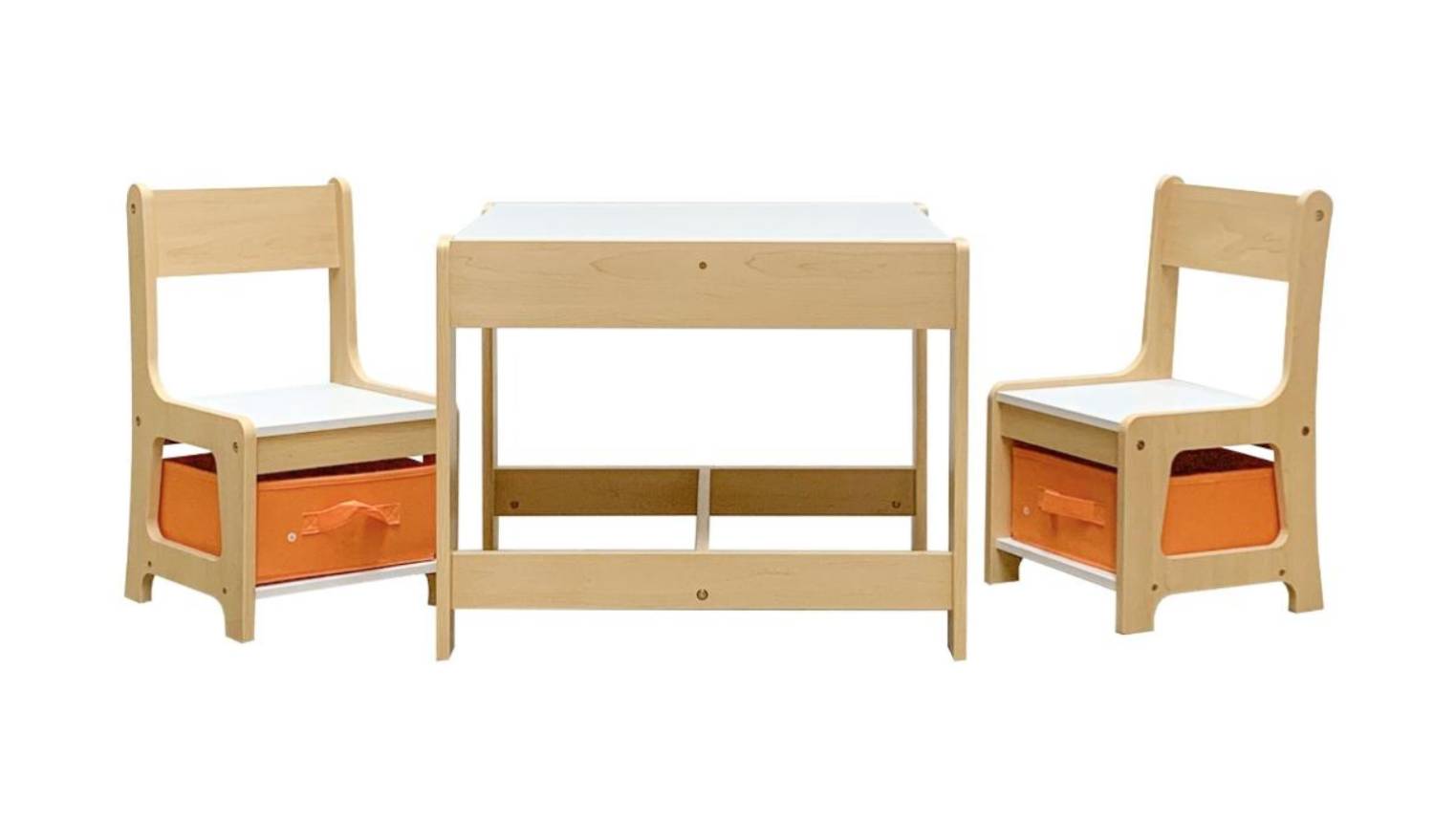 TSB Living Gioia Kids' Table & Chair Set with Storage - White/Oak