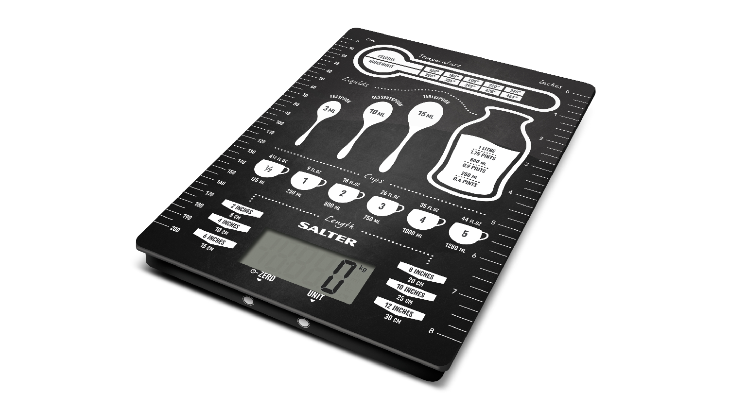 Salter Electronic Kitchen Scales with Conversion Tables - Black