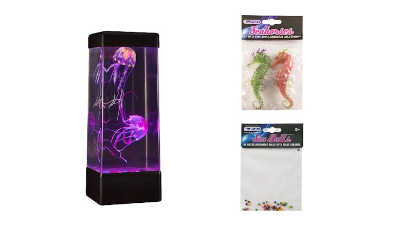 JINX Luminous Jellyfish LED Lamp with Sea Balls & Seahorses Bundle